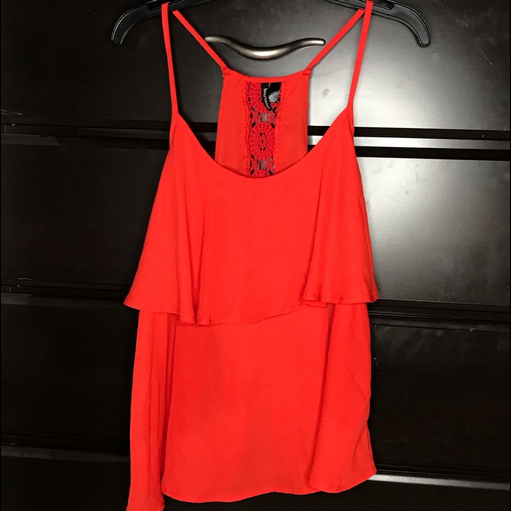 Red tank top with lace detail on the back!